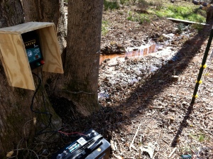 Fence Charger & Battery by creek